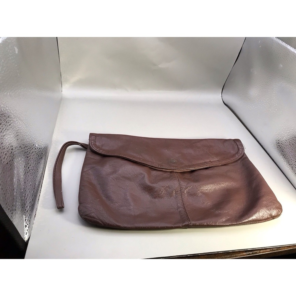 Brown Clutch Wristlet Purse Bag Genuine Leather? Y2K Made In Korea